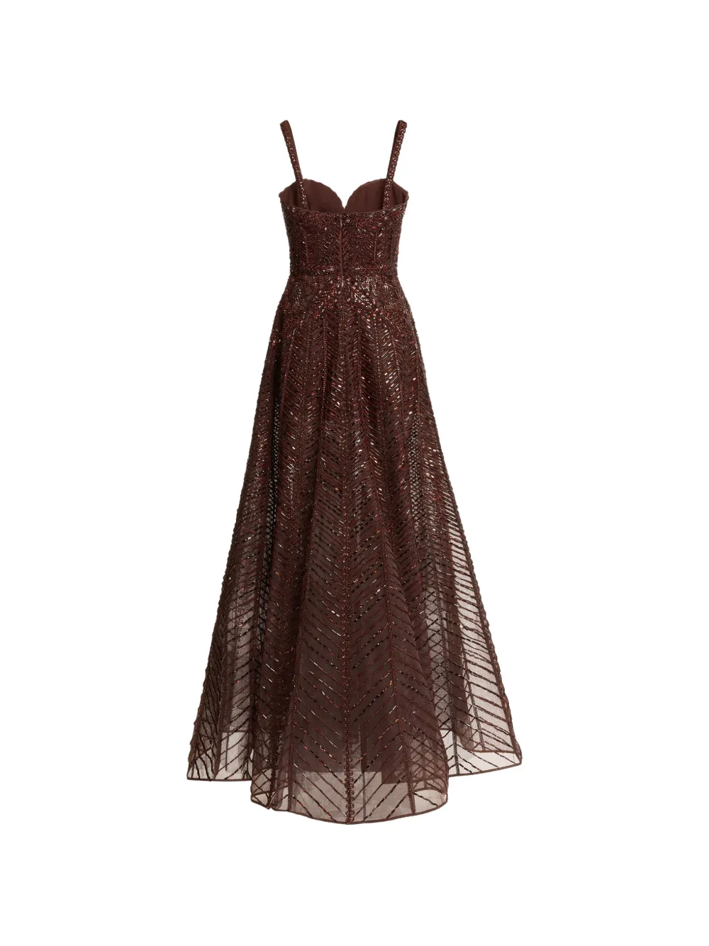 Elie Saab Midi-jurk met geborduurde kralen Bruin