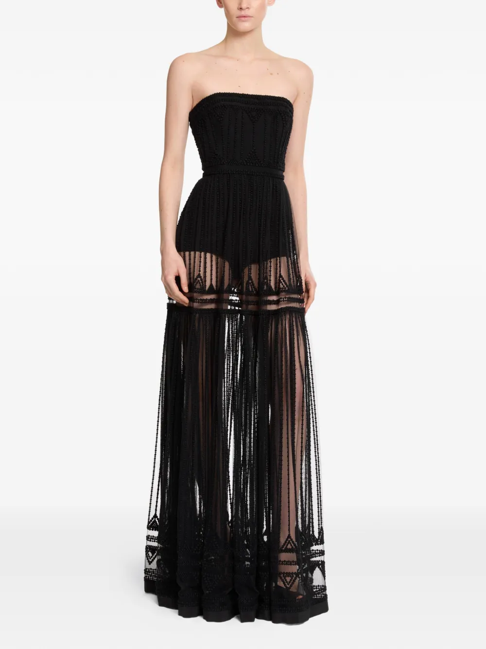 Elie Saab Strapless maxi-jurk Zwart