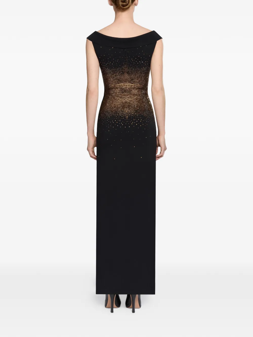 Elie Saab Maxi-jurk verfraaid met kristallen Zwart