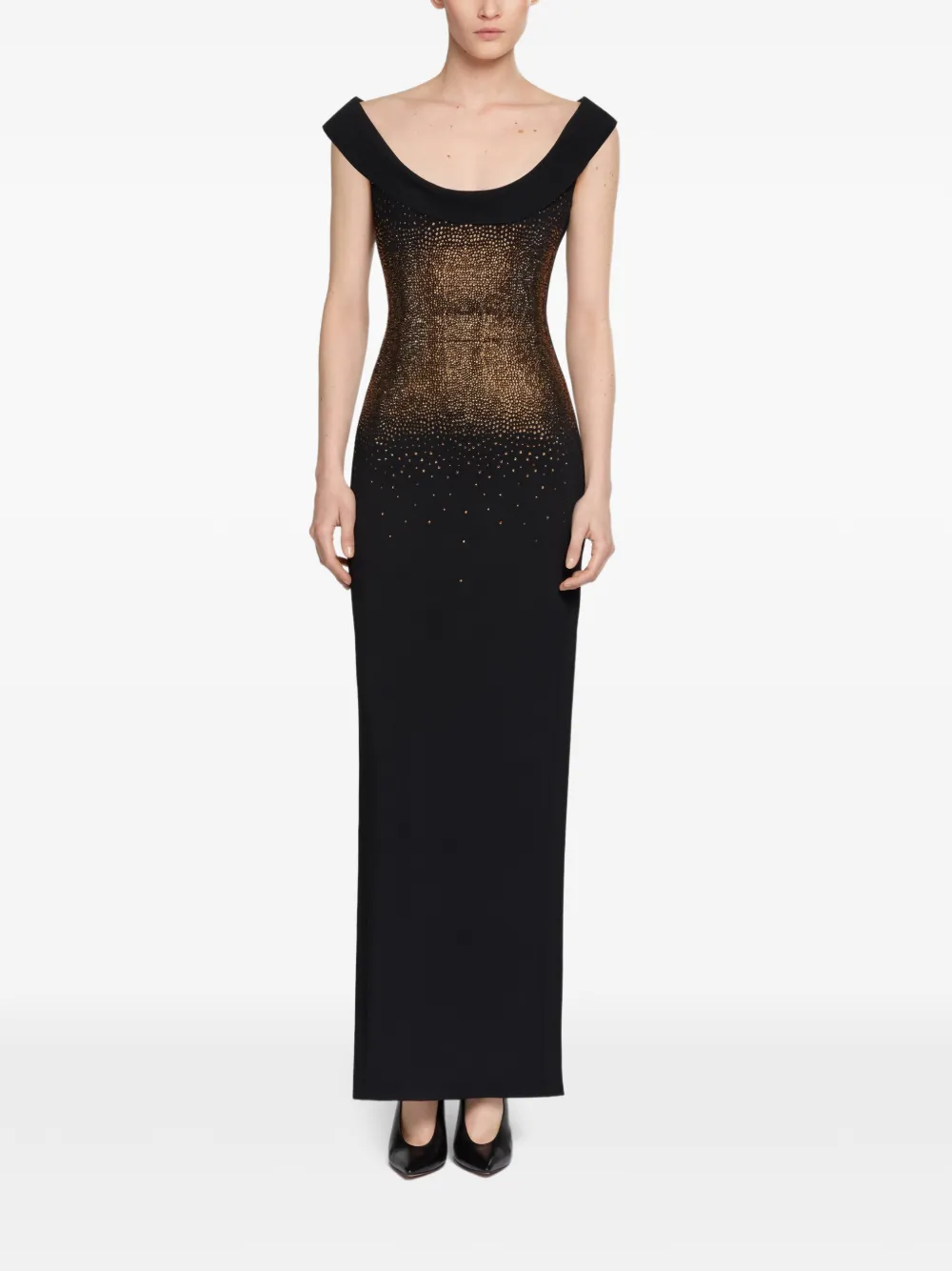 Elie Saab Maxi-jurk verfraaid met kristallen Zwart