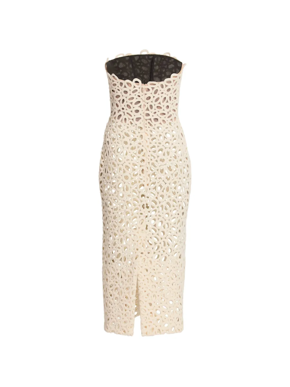Elie Saab Strapless midi-jurk Beige