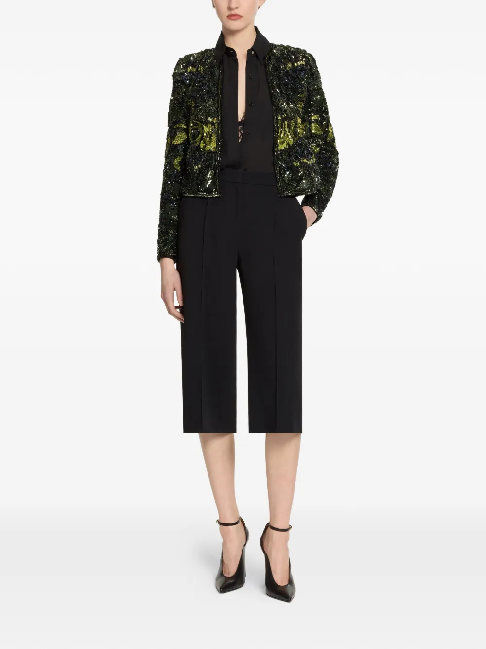 Elie Saab Jack met geborduurde kralen Groen