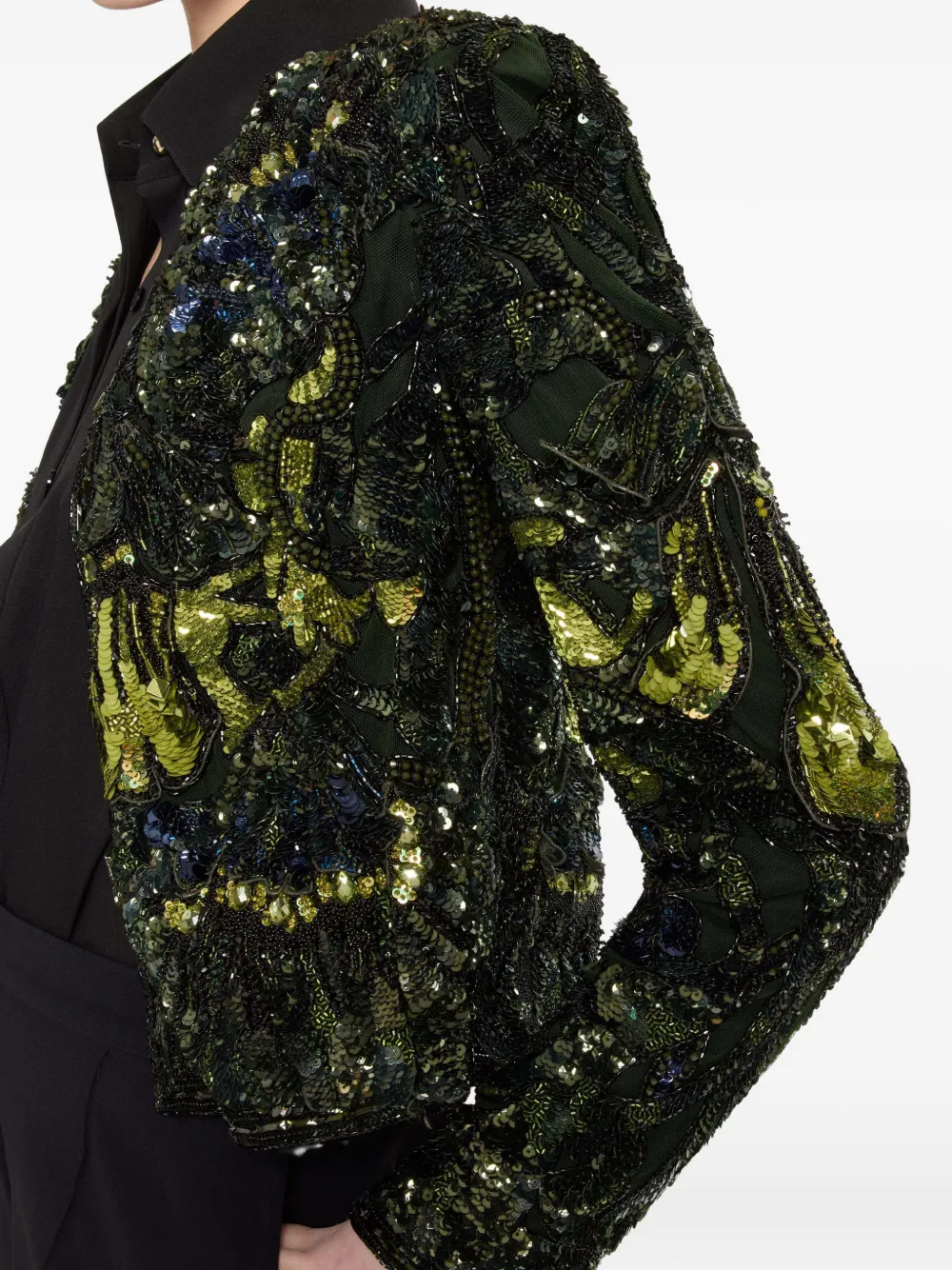Elie Saab Jack met geborduurde kralen Groen