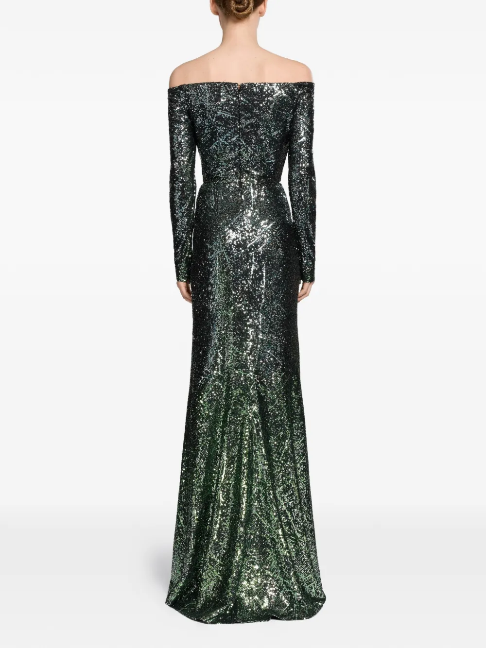  Elie Saab Robe Ornée De Sequins à Coupe Longue - Noir 