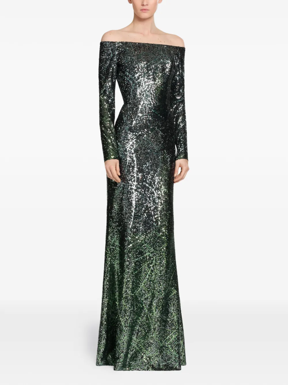  Elie Saab Robe Ornée De Sequins à Coupe Longue - Noir 