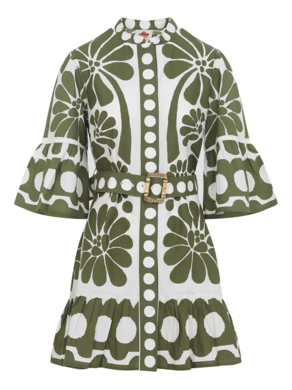 FARM Rio Green Palermo Belted Dress | Green | FARFETCH FARM Rio Green Palermo Belted Dress | Green | FARFETCH