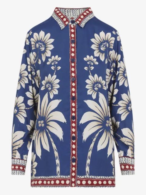 FARM Rio floral palm button-down top