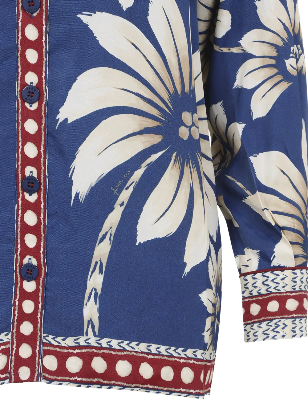 FARM Rio Button-down top met bloemenprint Blauw
