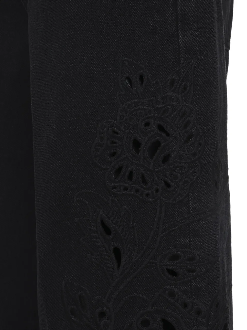  Farm Rio Floral-appliqué Five-pockets Jeans - Black 