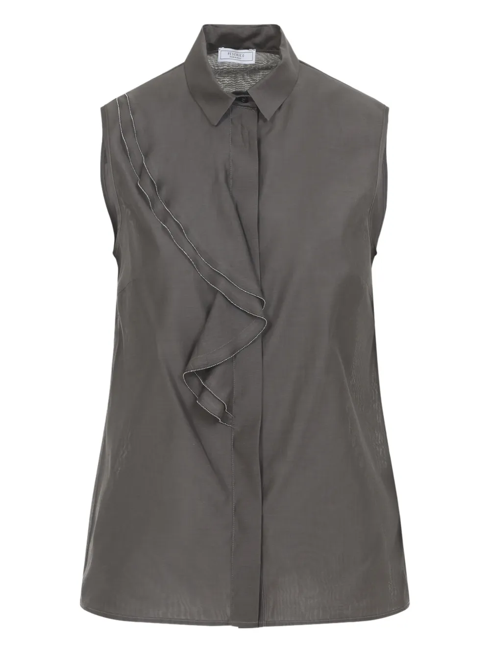 Peserico draped-detail sleeveless blouse - Marrone