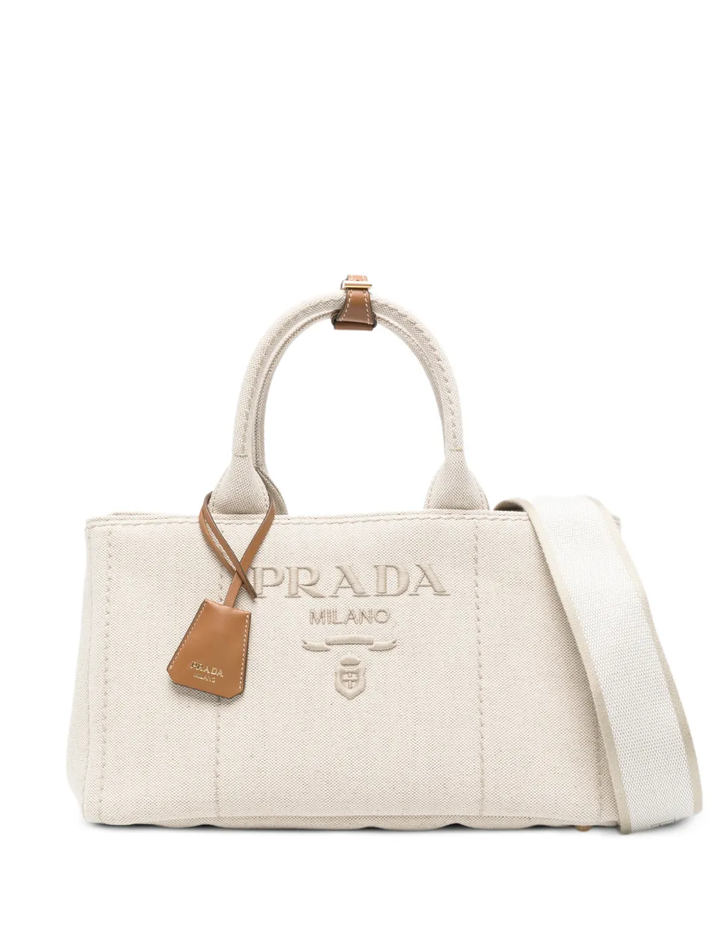 Prada embossed-logo shoulder bag - Toni neutri