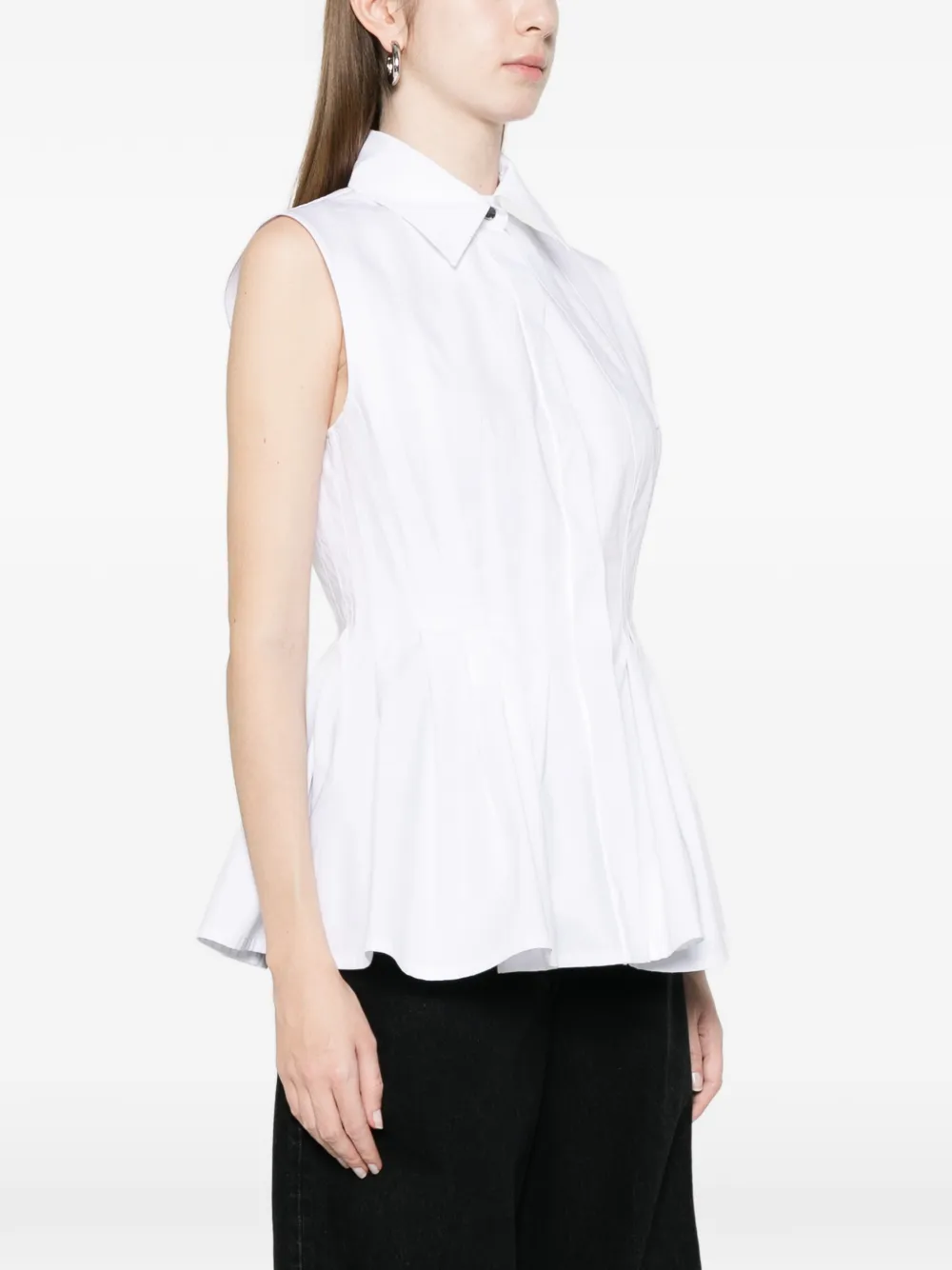 Sportmax Mouwloze katoenen canvas blouse Wit