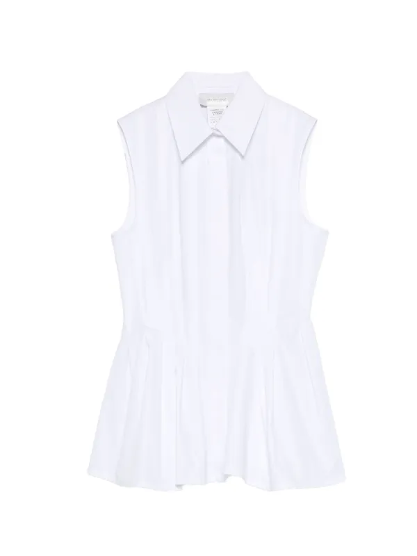 Sportmax Sleeveless Heavy Cotton Canvas Shirt in White