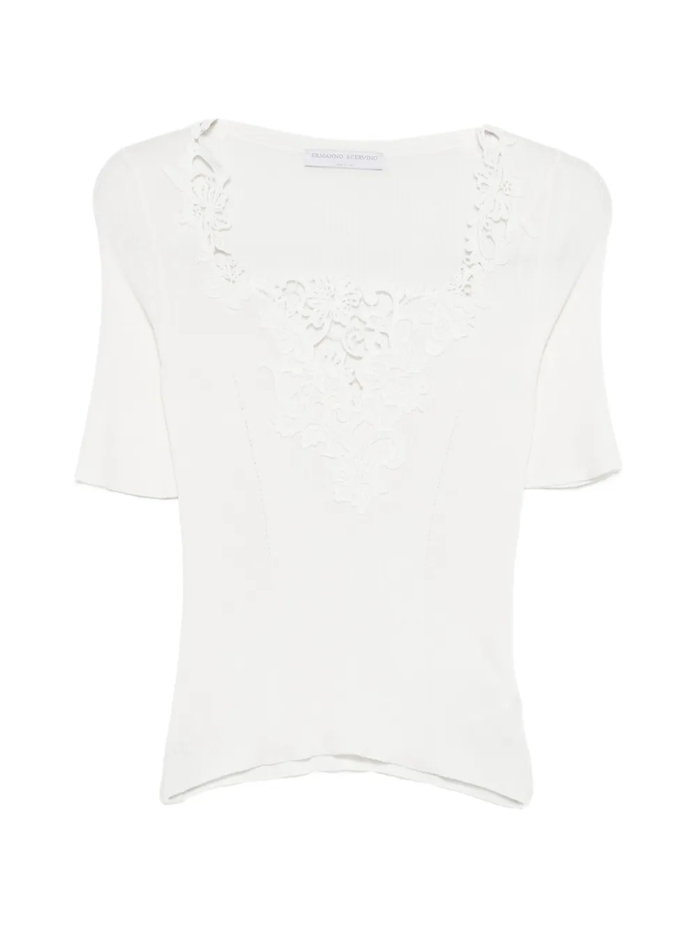 Ermanno Scervino Lace-trim Ribbed T-shirt In White