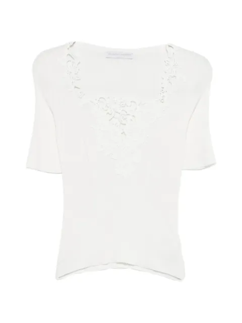 Ermanno Scervino lace-trim ribbed T-shirt