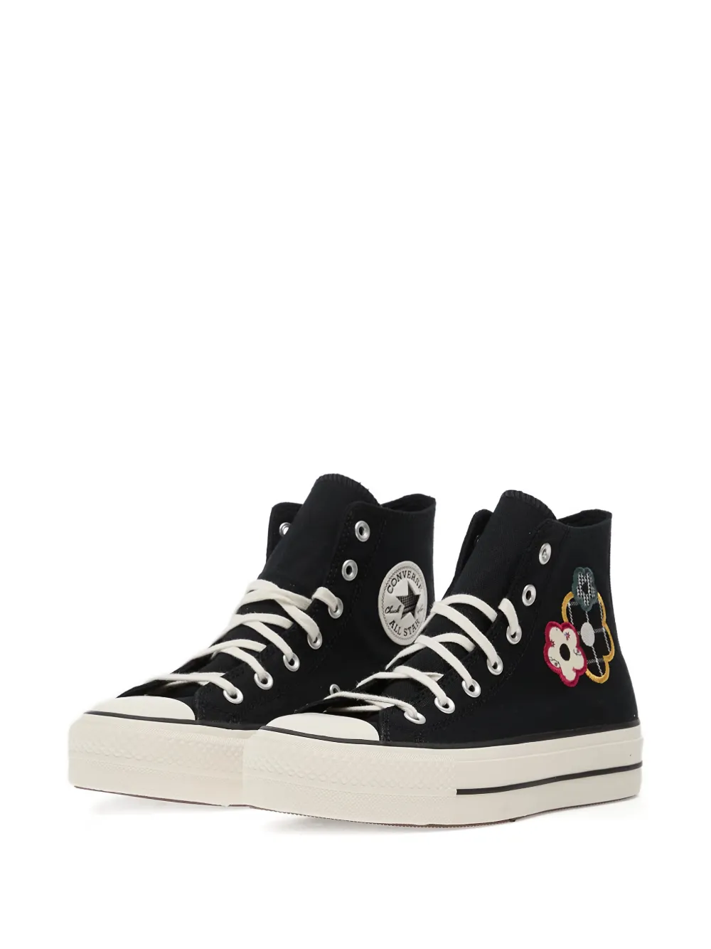 Converse Chuck Taylor All Star Lift floral-patch platform-sole sneakers - Zwart