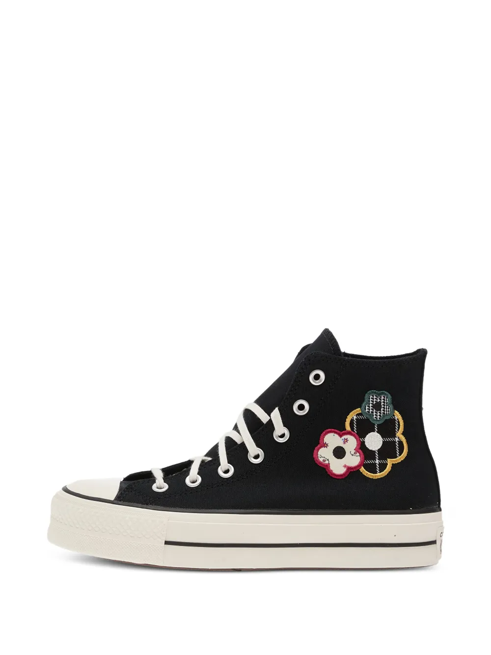 Converse Chuck Taylor All Star Lift sneakers met plateauzool en bloemenpatch Zwart