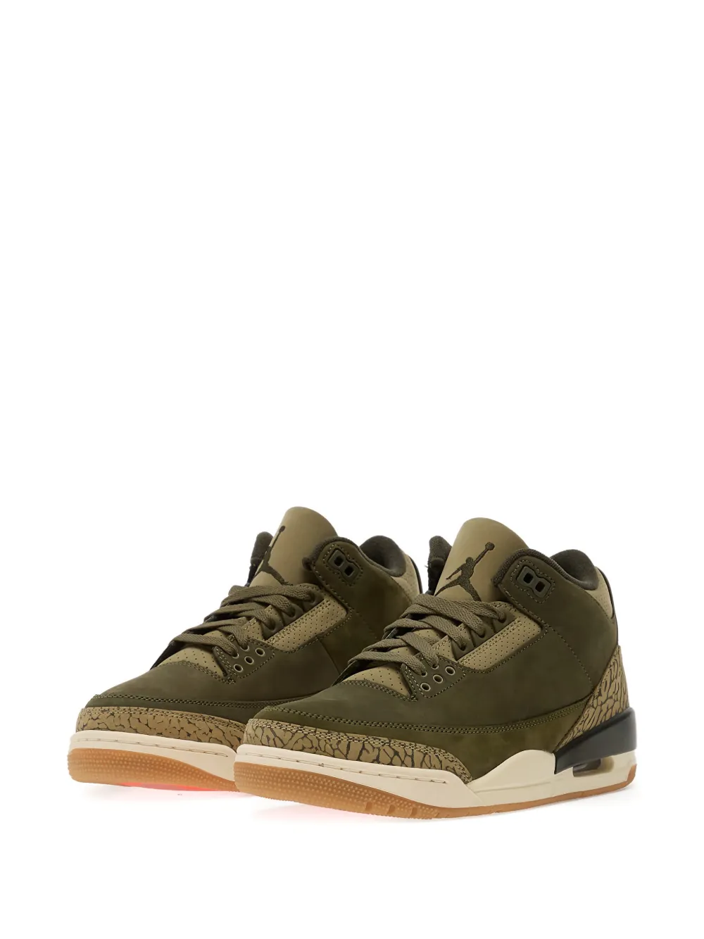 Jordan Air 3 lace-up patterned sneakers Groen