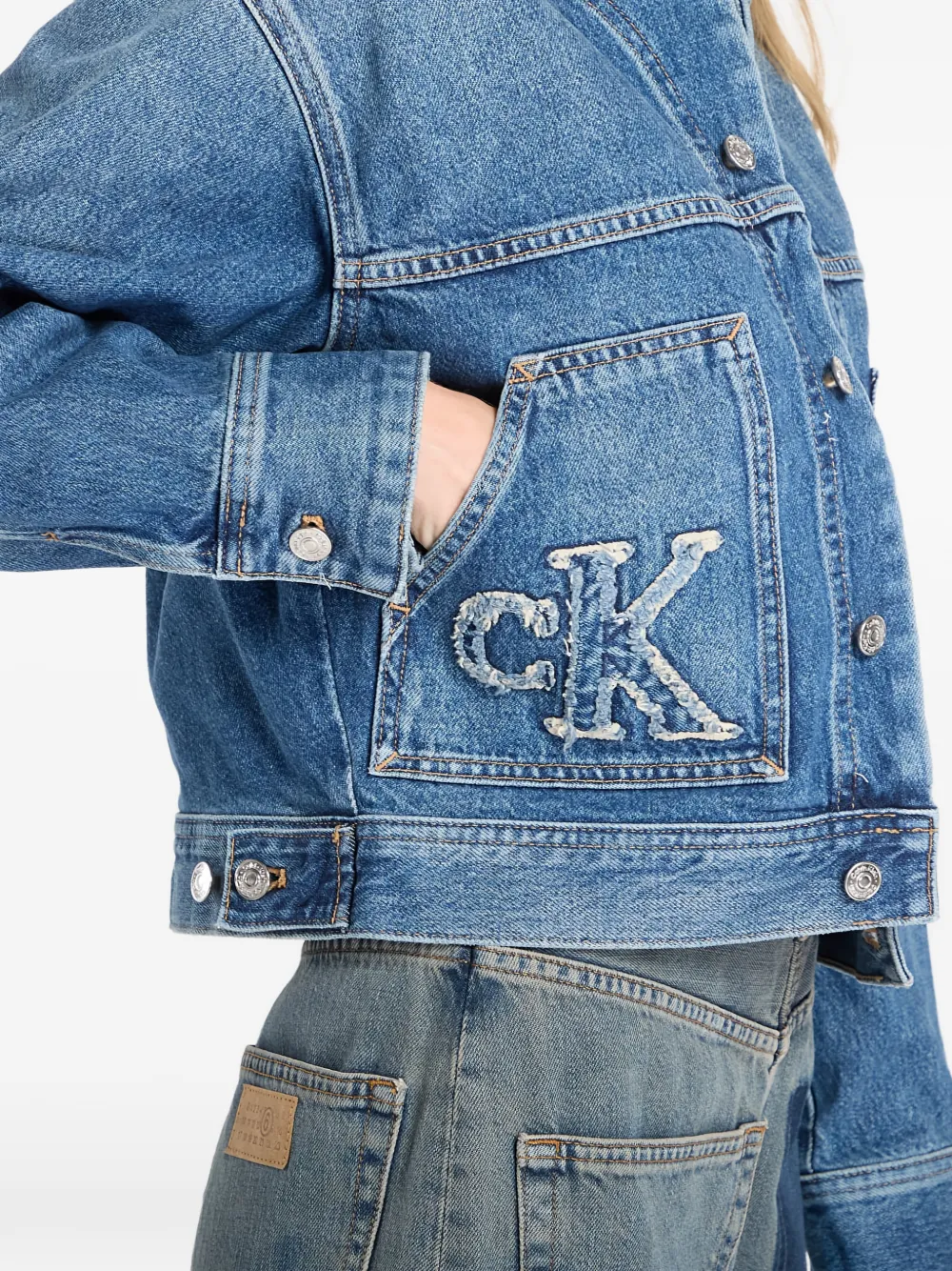 Calvin Klein Workwear logopatches denim jack Blauw