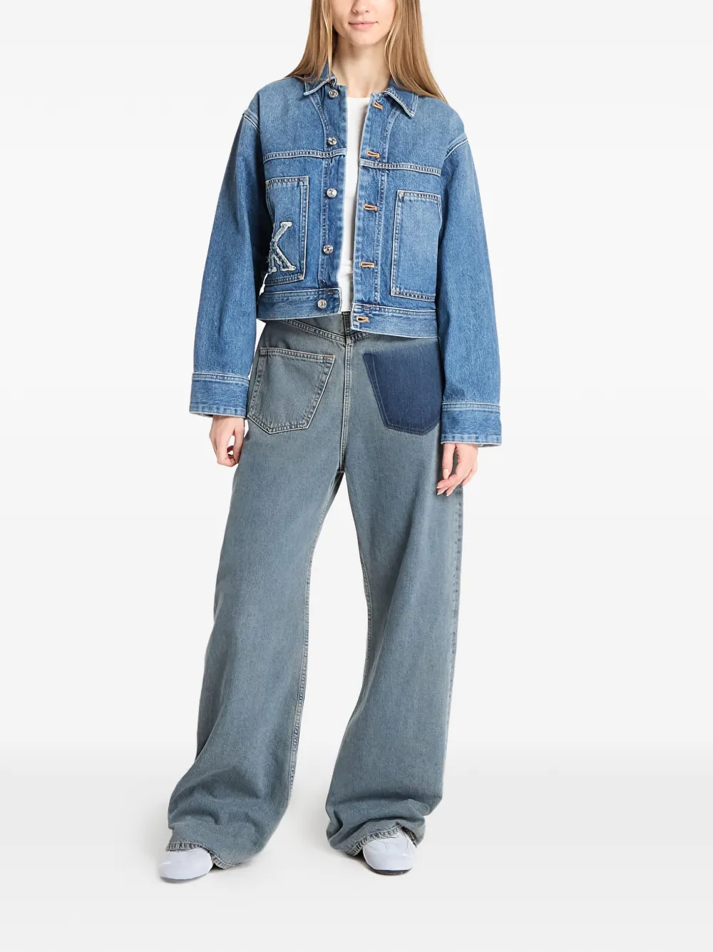 Calvin Klein Workwear logopatches denim jack Blauw