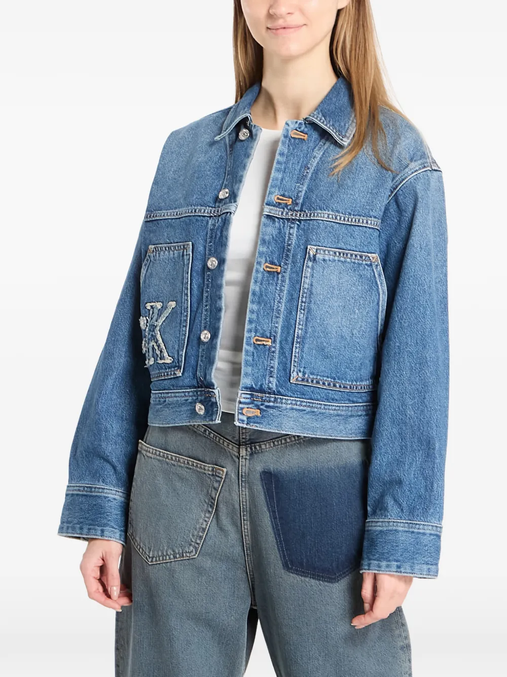 Calvin Klein Workwear logopatches denim jack Blauw