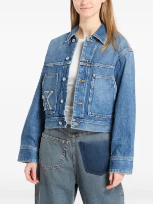 MM6 Maison Margiela ノーカラー デニムジャケット | ブルー | FARFETCH JP