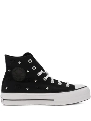 Converse Leather Platform Sneakers | Black | FARFETCH ZA
