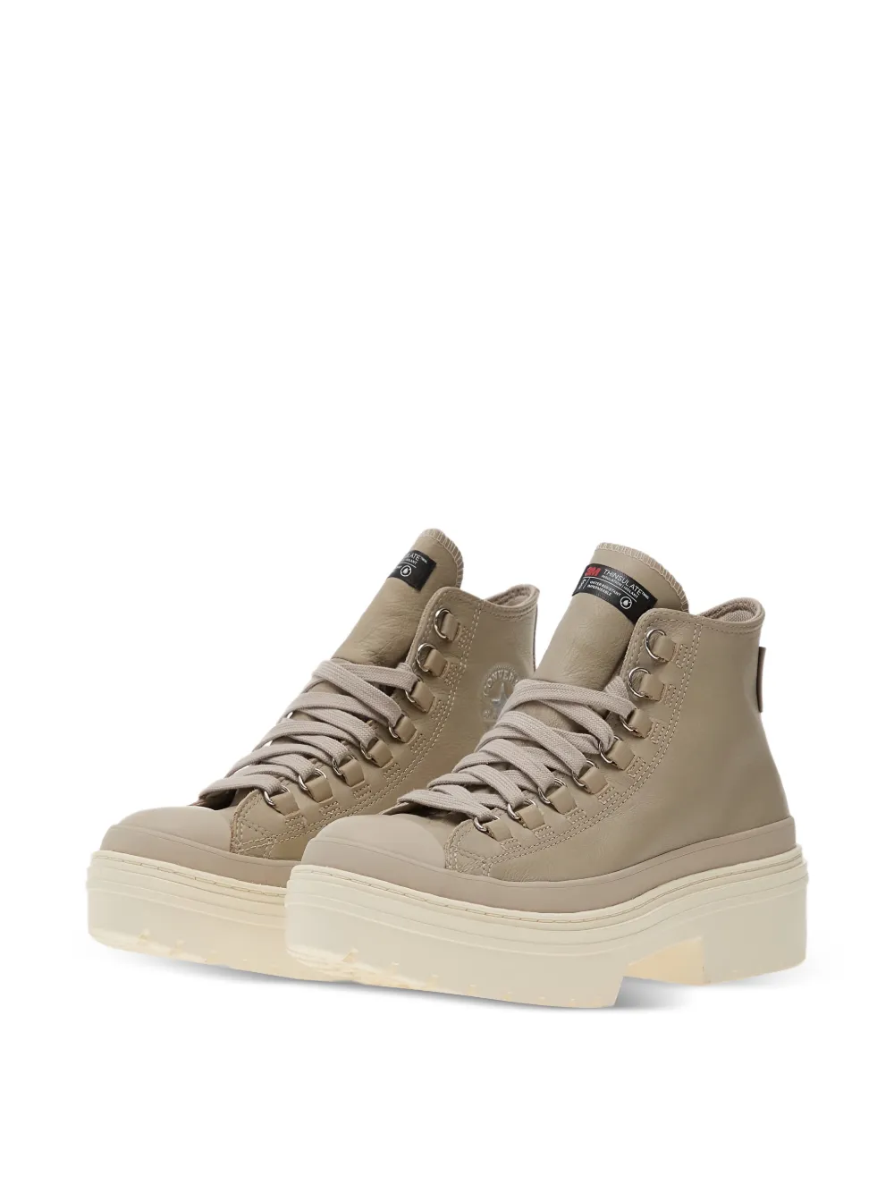 Converse Chuck Taylor All Star leren laarzen met plateauzool Beige