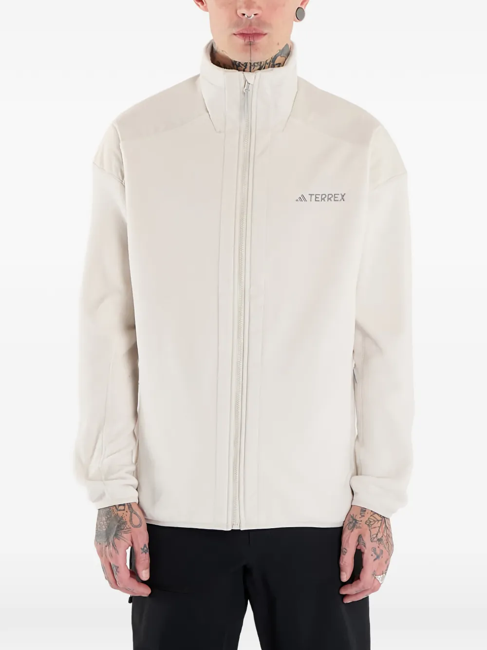 adidas logo-detail jacket - Nude
