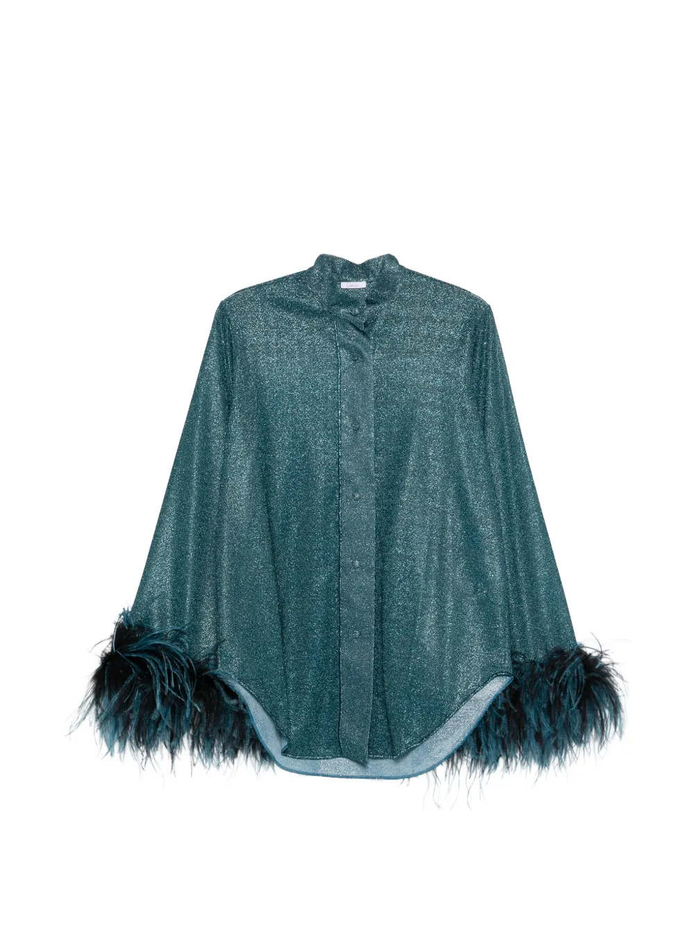 Oséree Lumiere PLumage feather-trim shirt - Grün
