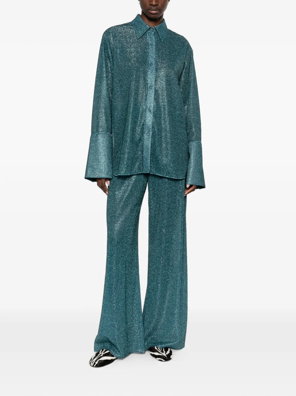 Os&eacute;ree Lumiere metallic trousers - Blauw