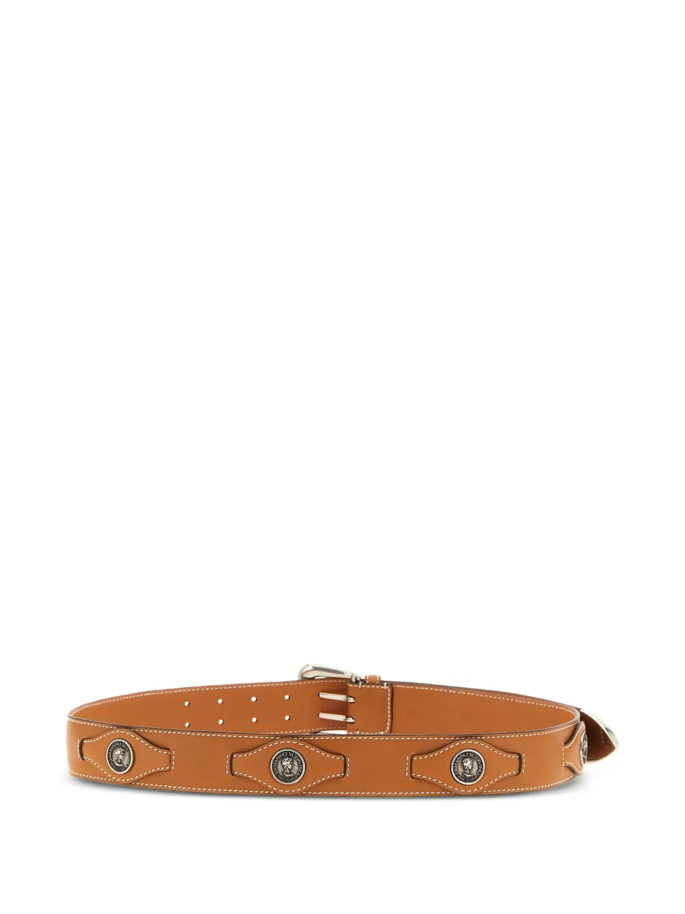 Ermanno Scervino metal-coin leather belt - Bruin