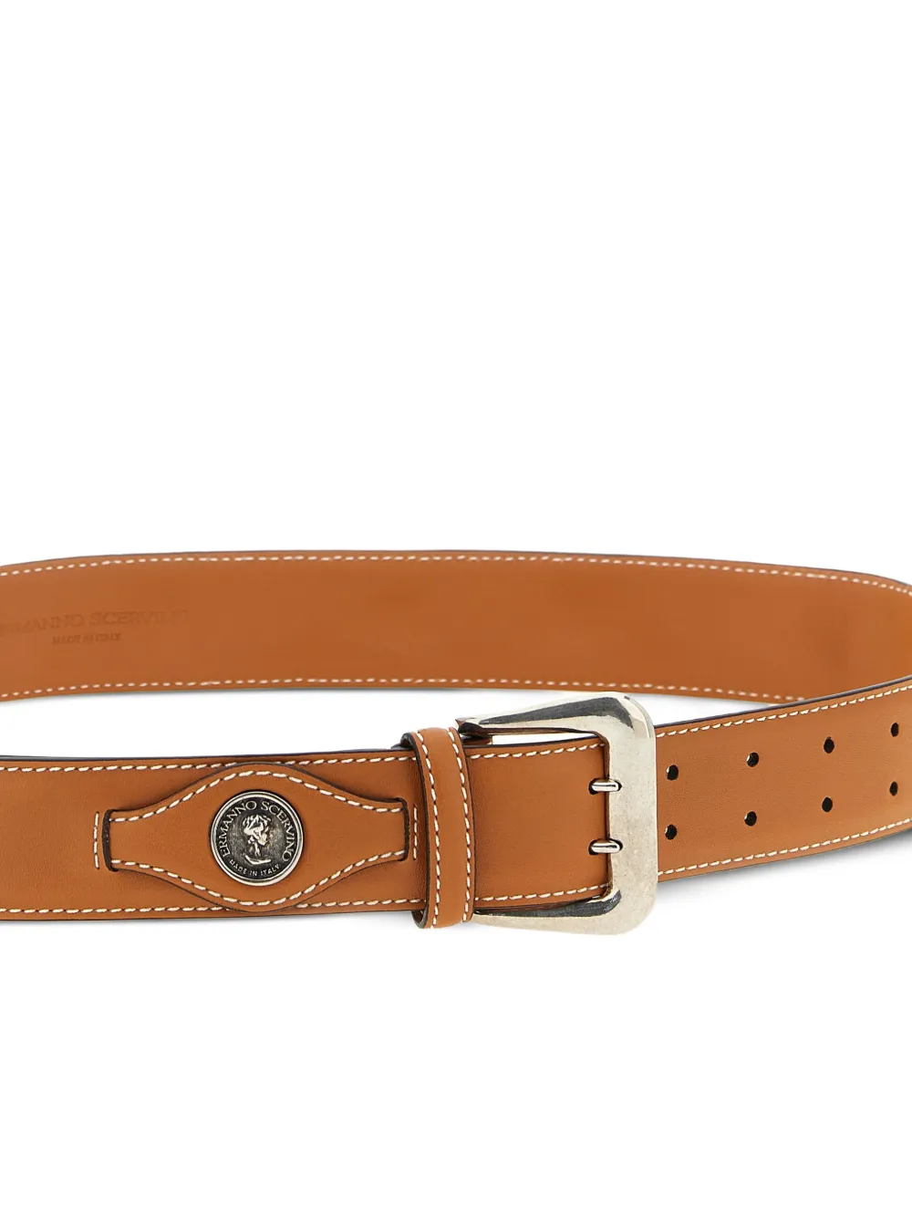 Ermanno Scervino Leren riem met metalen munt Bruin
