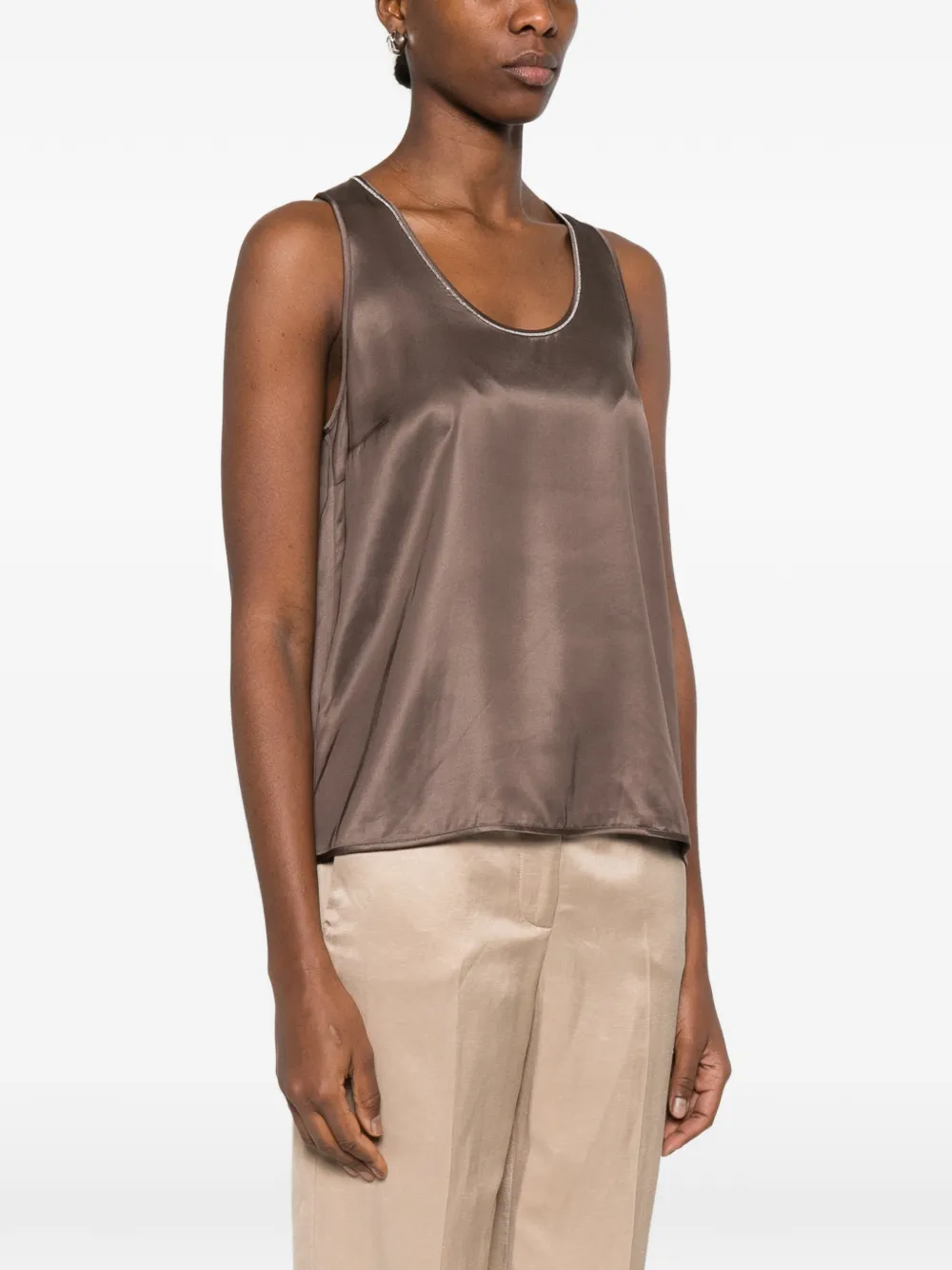  Peserico Scoop-neck Top - Brown 
