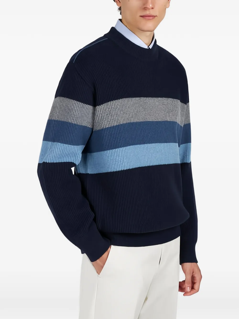 Paul & Shark striped crew-neck sweater - Blauw