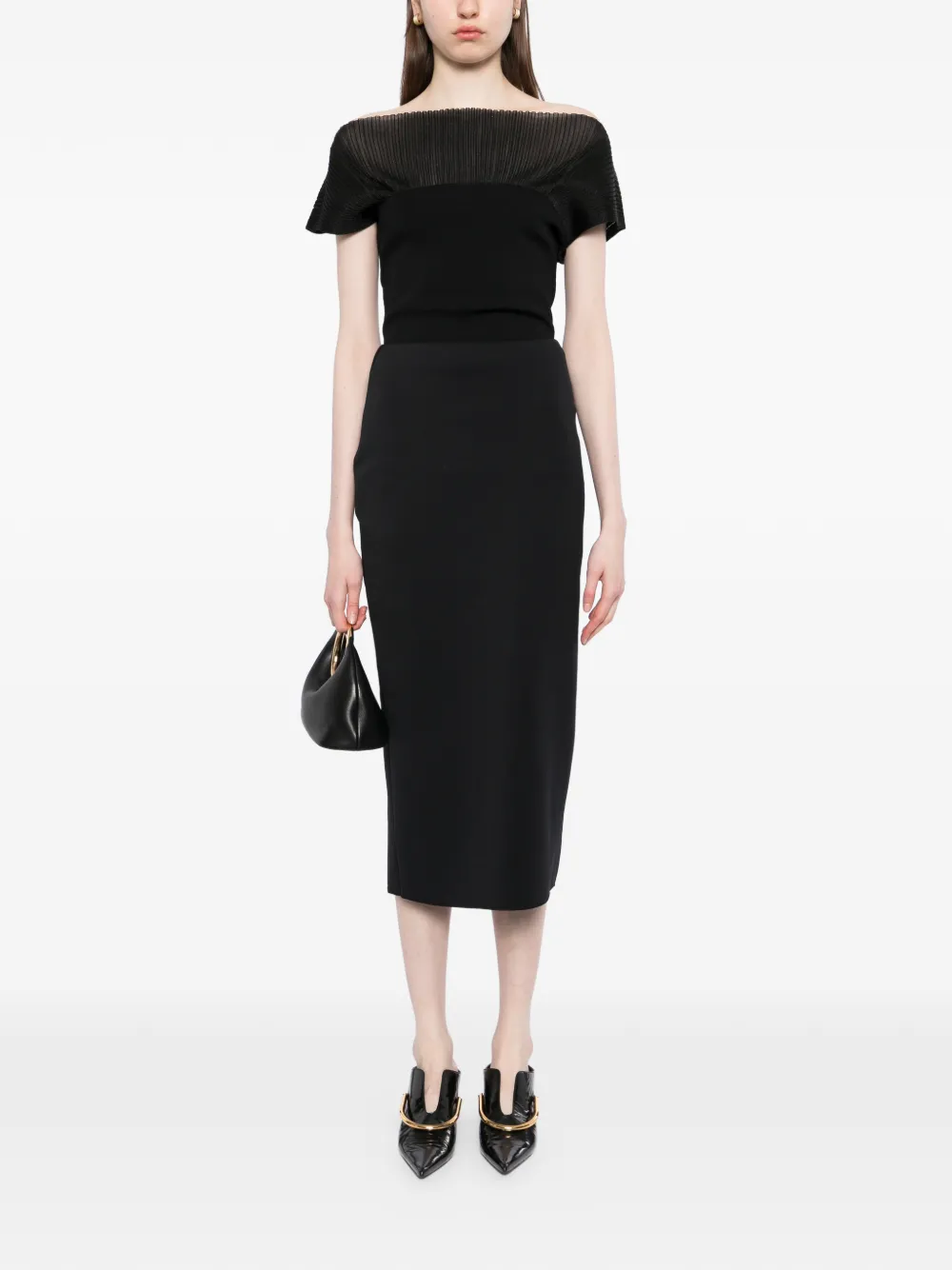 House Of Dagmar Stretch midi-rok Zwart