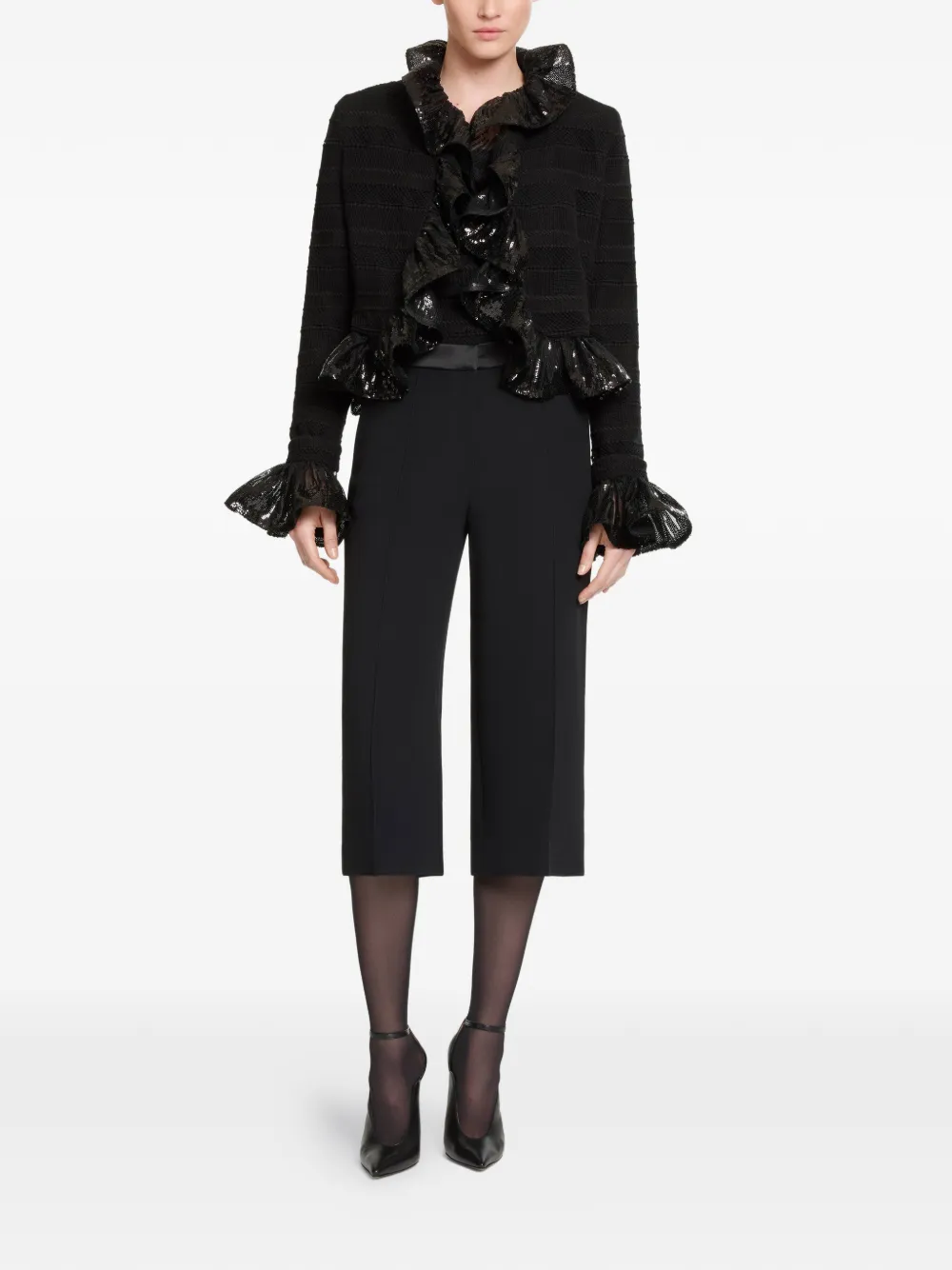 Elie Saab Jack verfraaid met pailletten Zwart