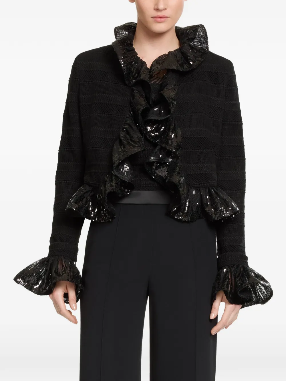 Elie Saab Jack verfraaid met pailletten Zwart