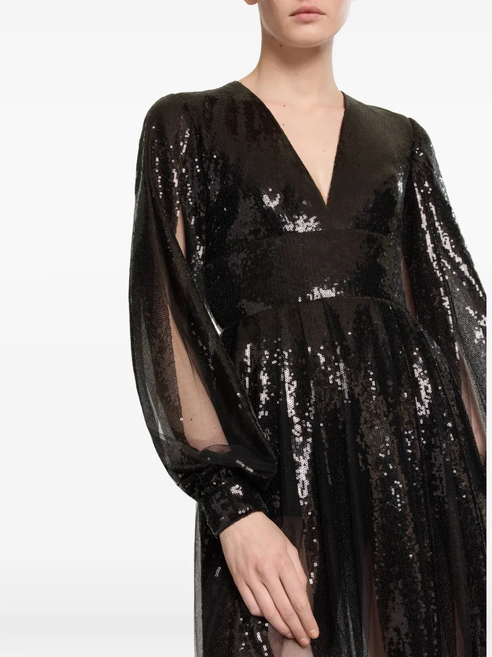 Elie Saab Midi-jurk verfraaid met pailletten Zwart