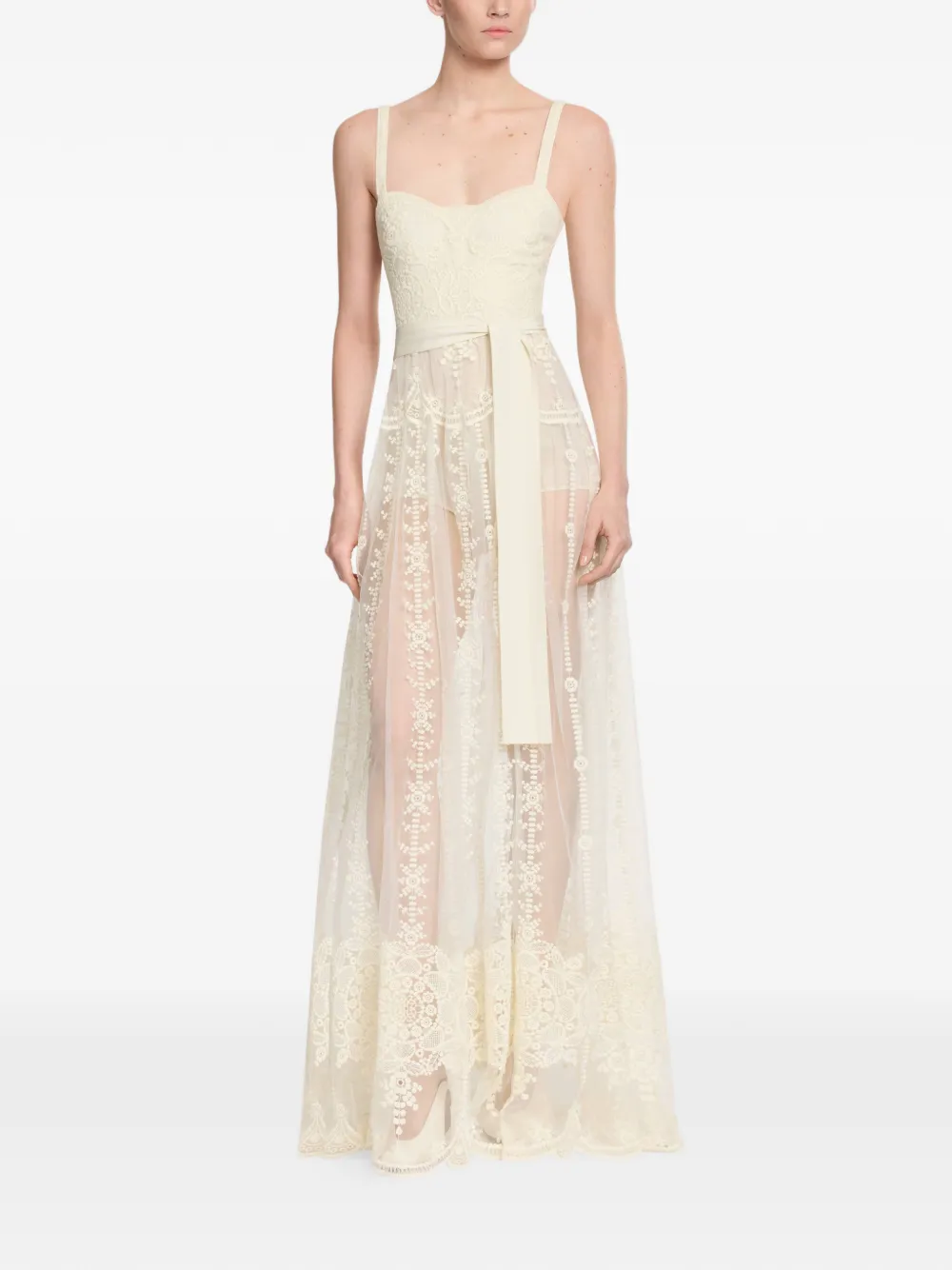 Elie Saab Strapless maxi-jurk Beige