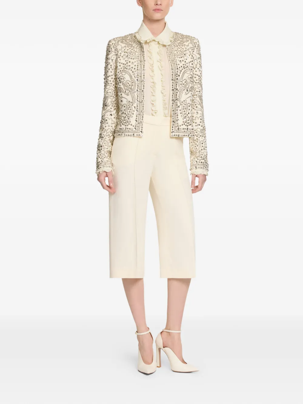 Elie Saab Jack verfraaid met kralen Beige