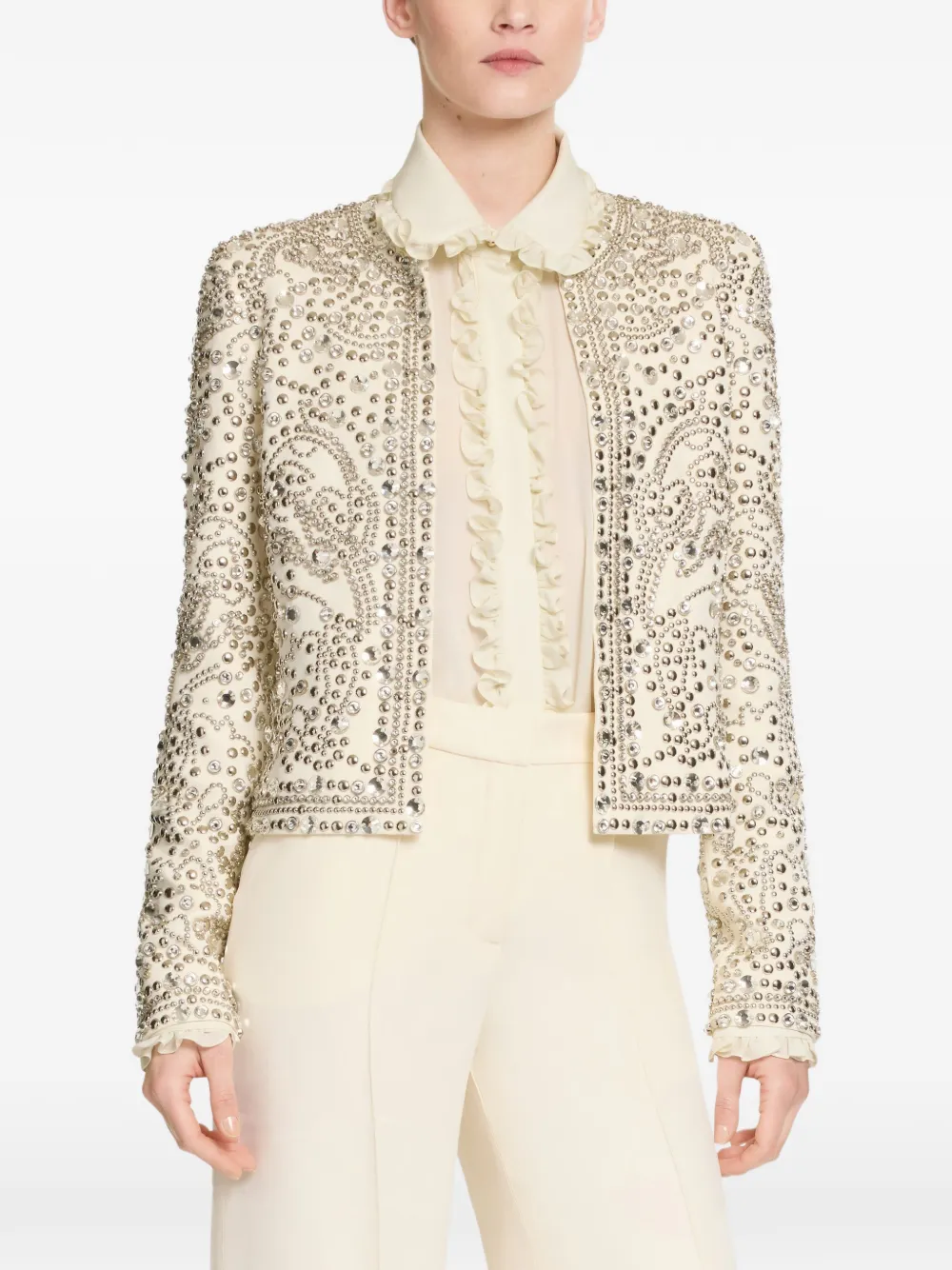 Elie Saab Jack verfraaid met kralen Beige