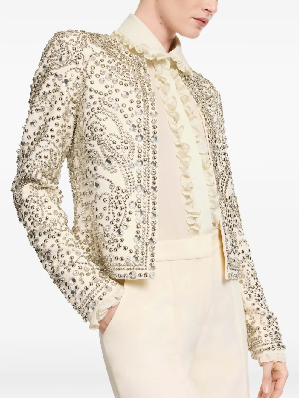 Elie Saab Jack verfraaid met kralen Beige
