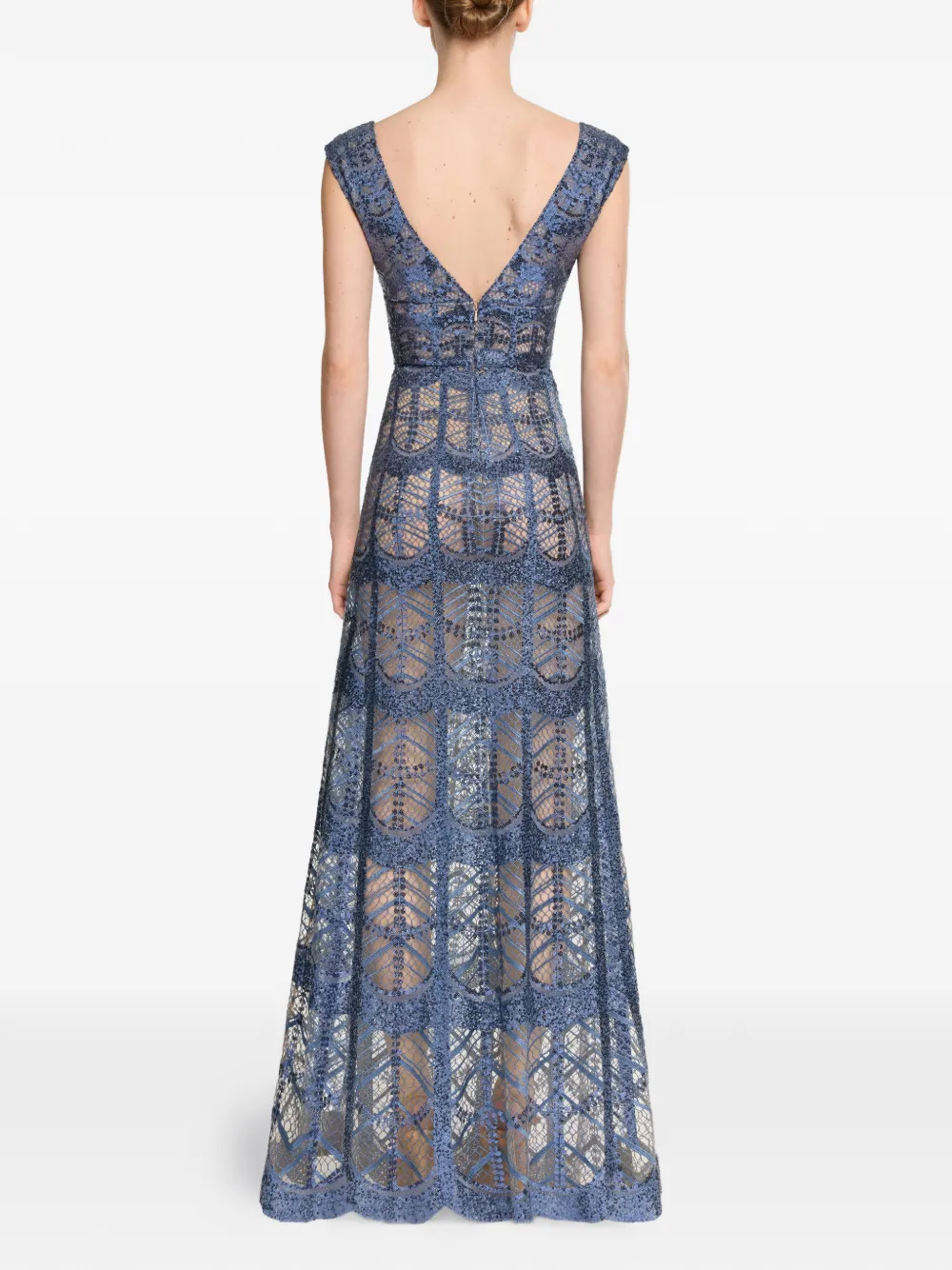 Elie Saab Maxi-jurk verfraaid met pailletten Blauw