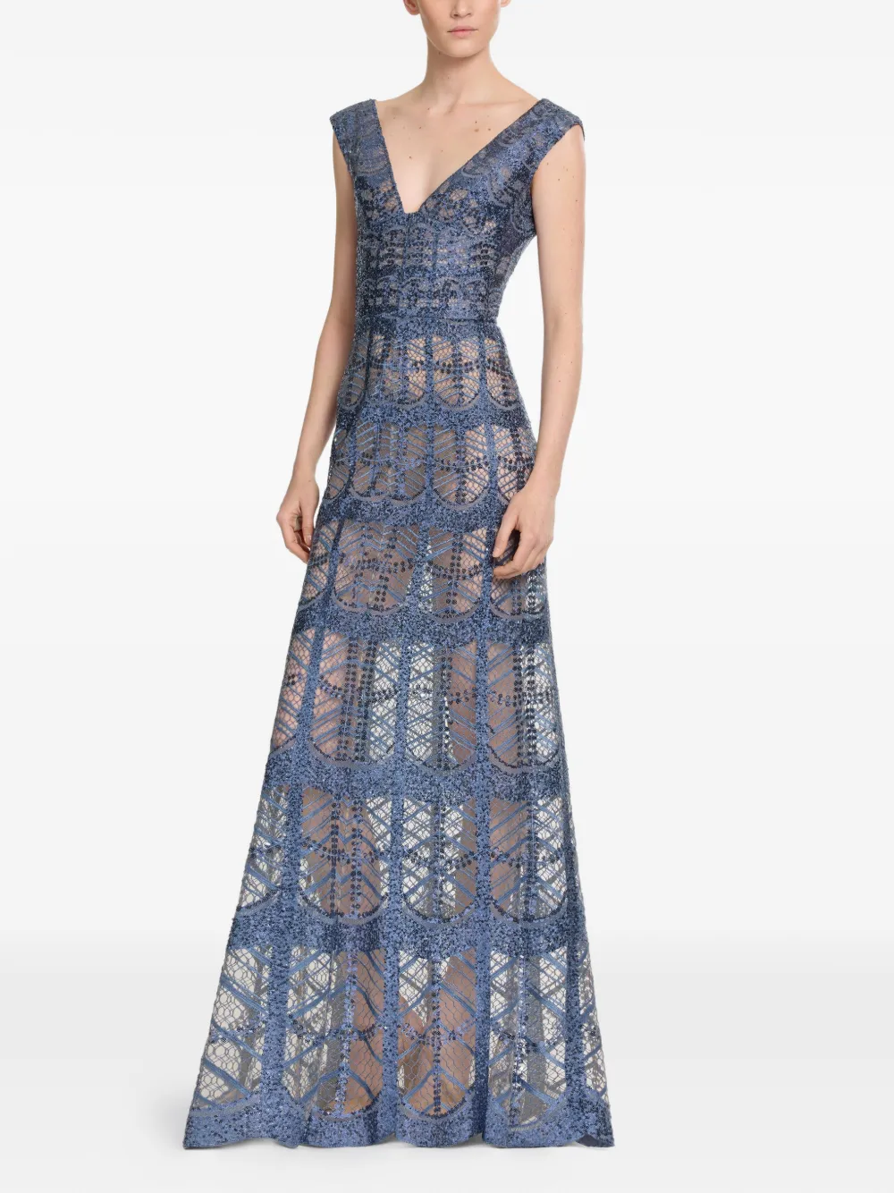 Elie Saab Maxi-jurk verfraaid met pailletten Blauw