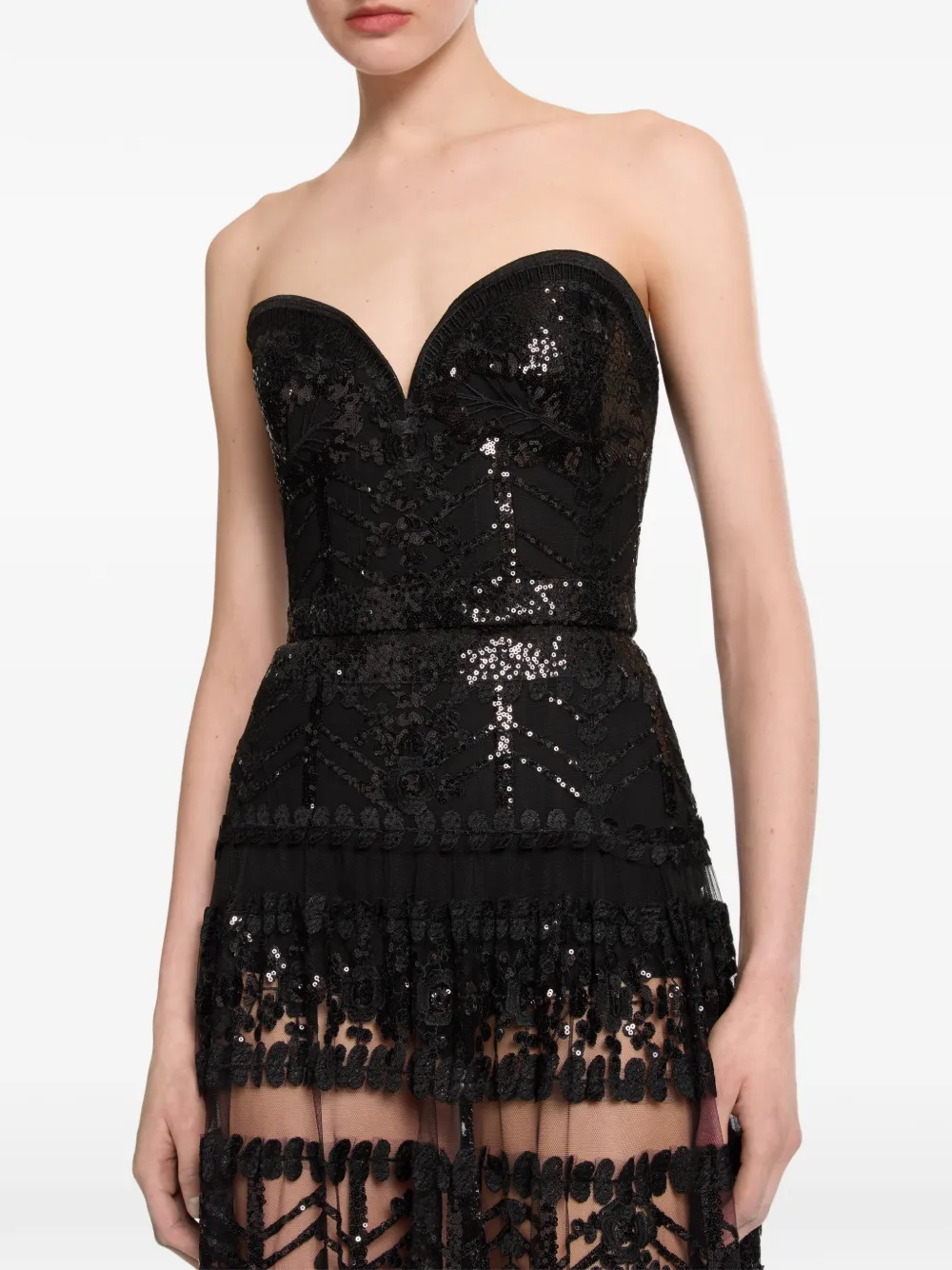Elie Saab Maxi-jurk verfraaid met pailletten Zwart