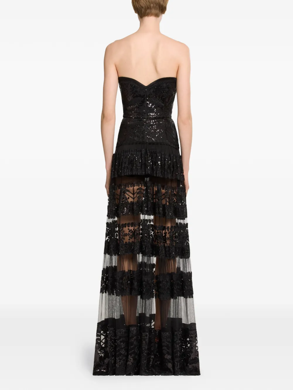 Elie Saab Maxi-jurk verfraaid met pailletten Zwart