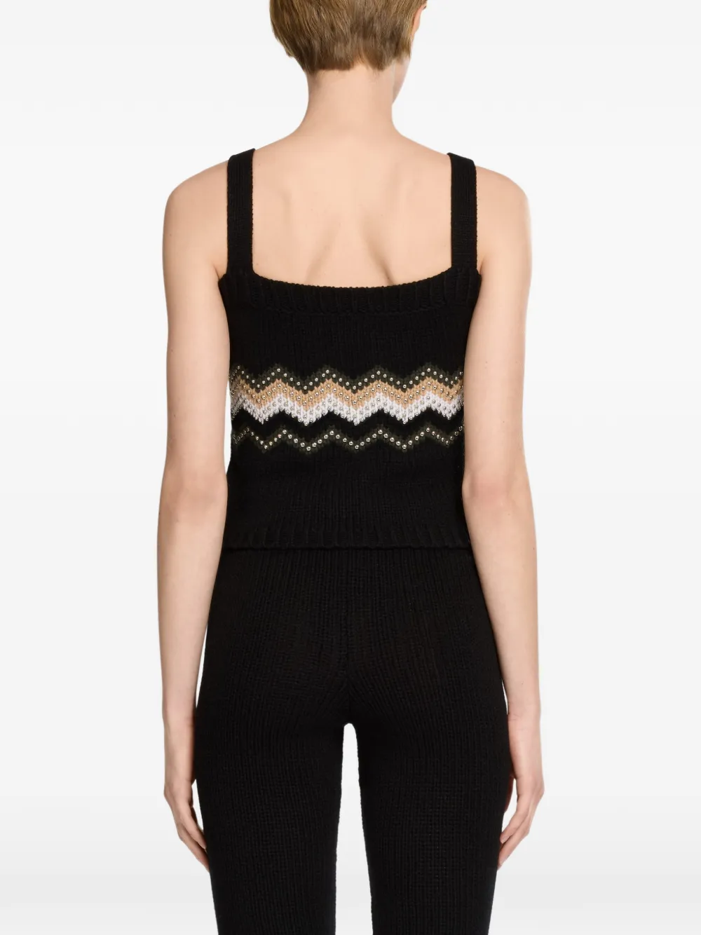 Elie Saab Gebreide top met studs Zwart