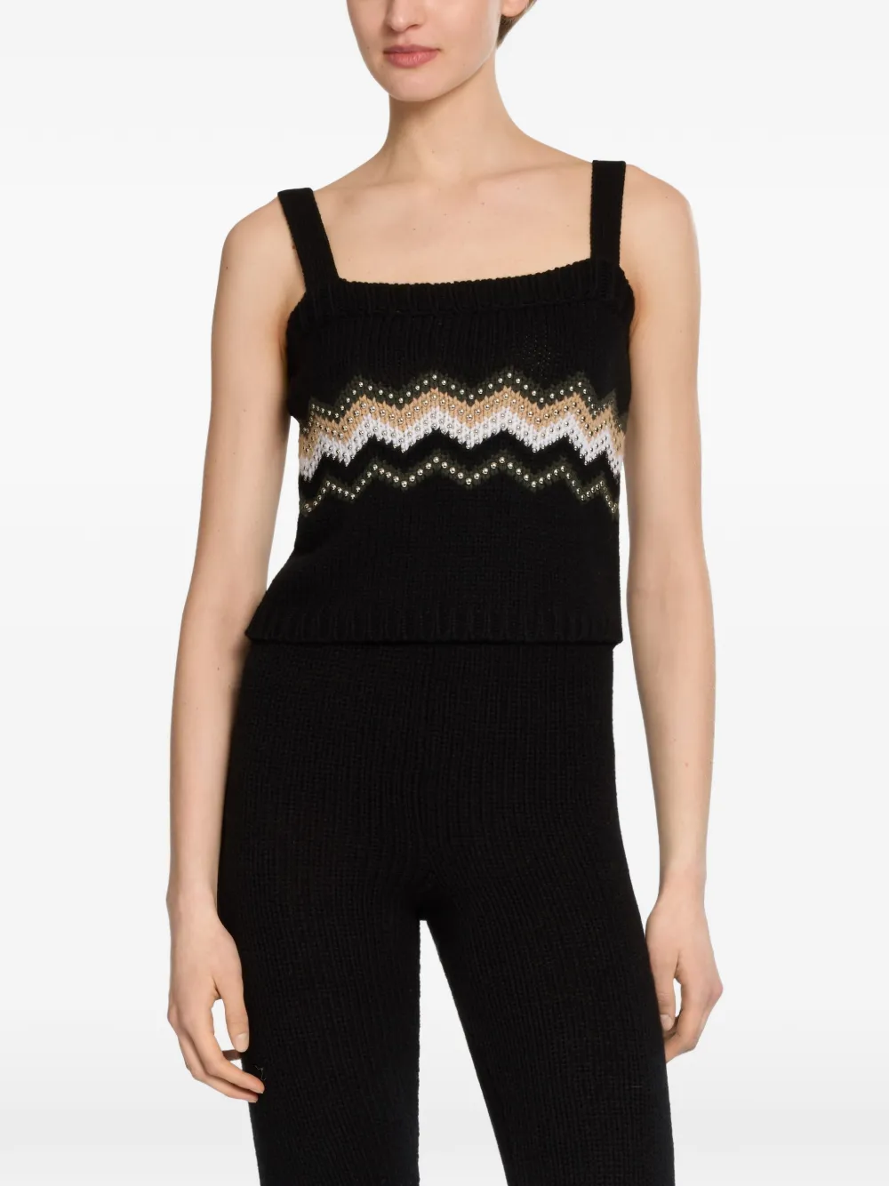 Elie Saab Gebreide top met studs Zwart