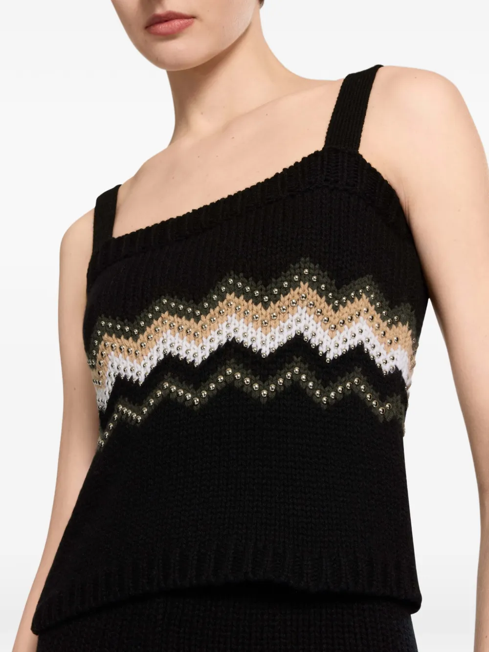 Elie Saab Gebreide top met studs Zwart
